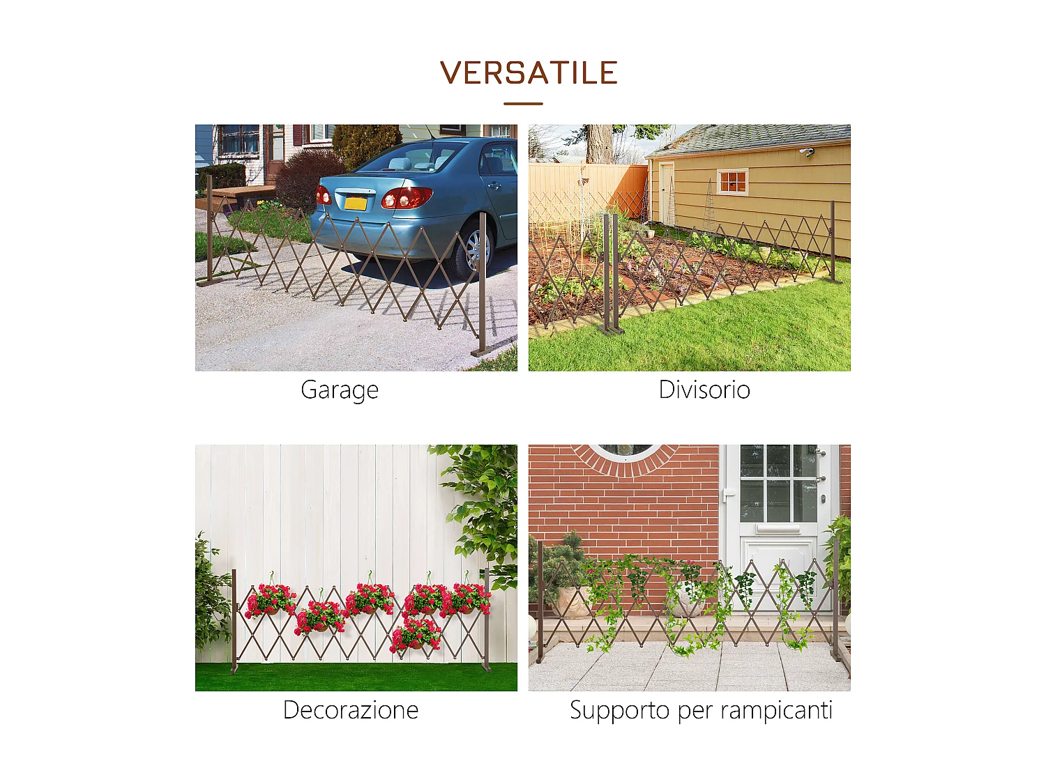 Recinzione per giardino regolabile in metallo e alluminio