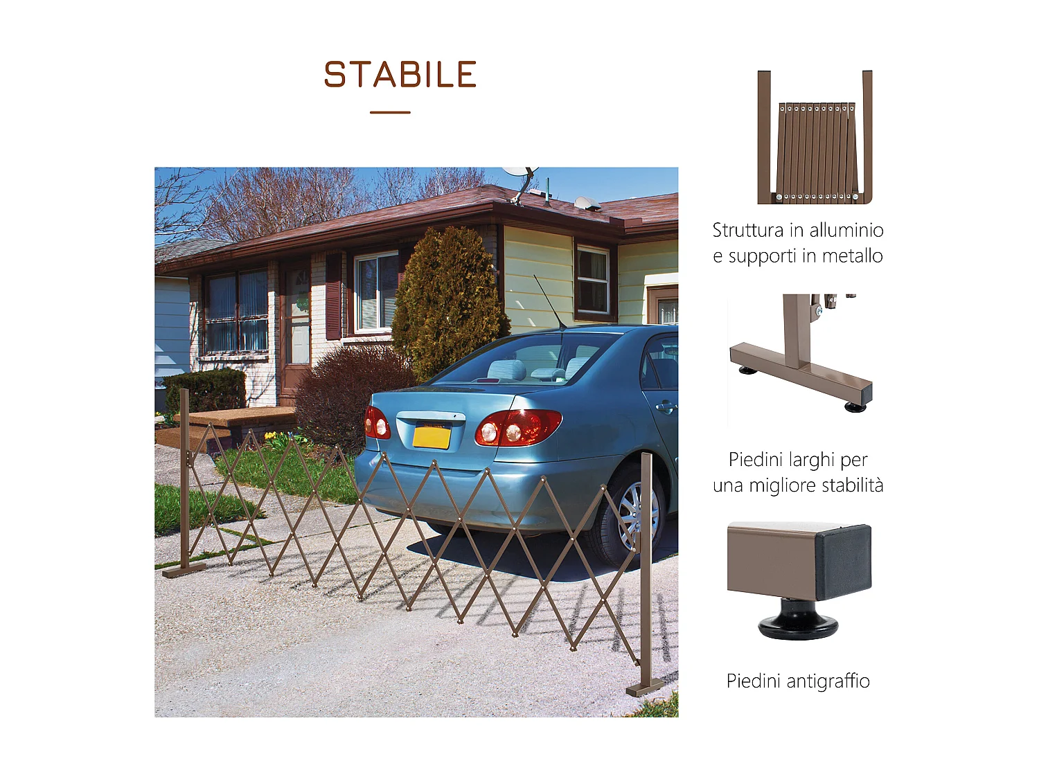 Recinzione per giardino regolabile in metallo e alluminio