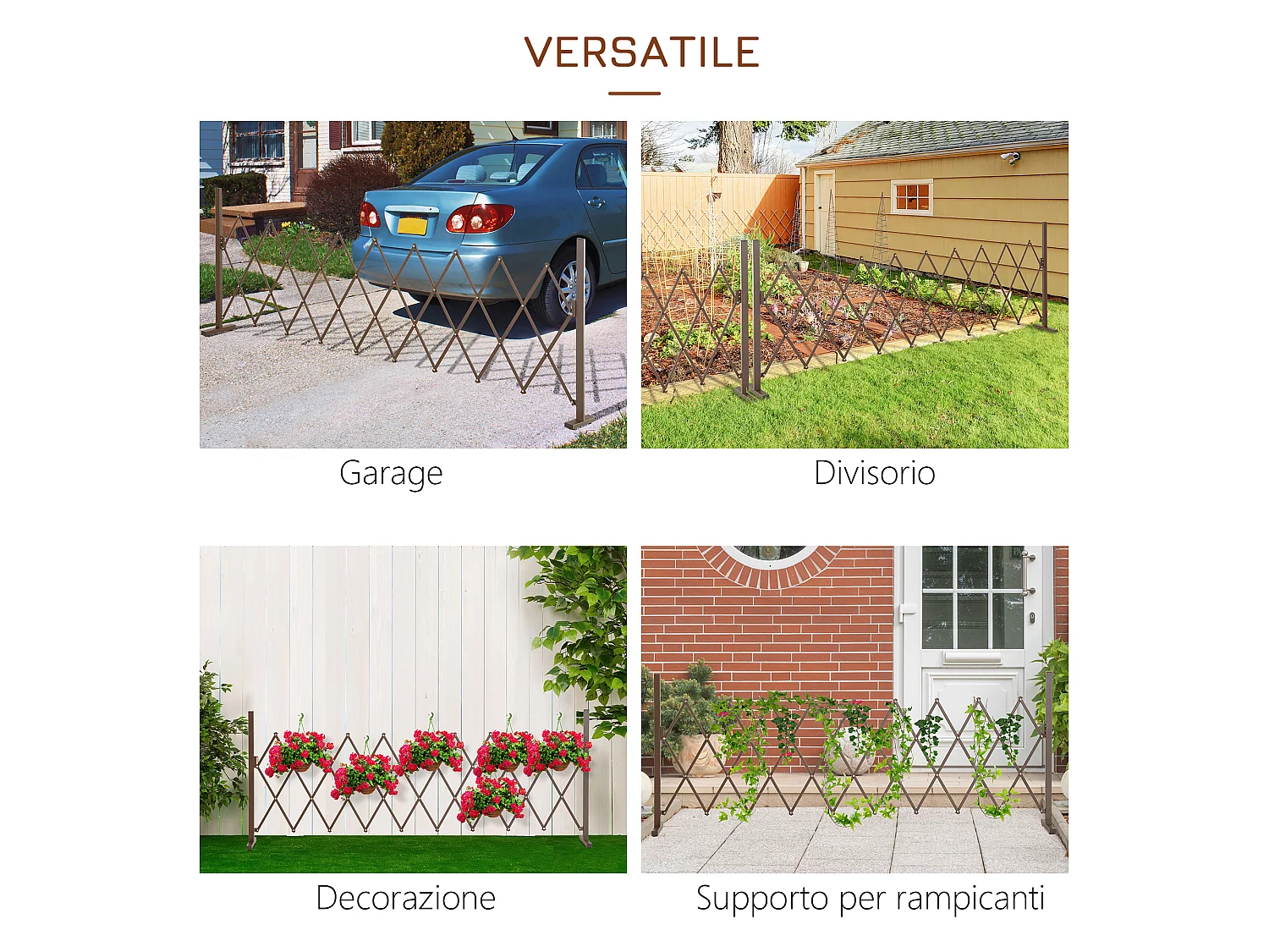 Recinzione per giardino regolabile in metallo e alluminio