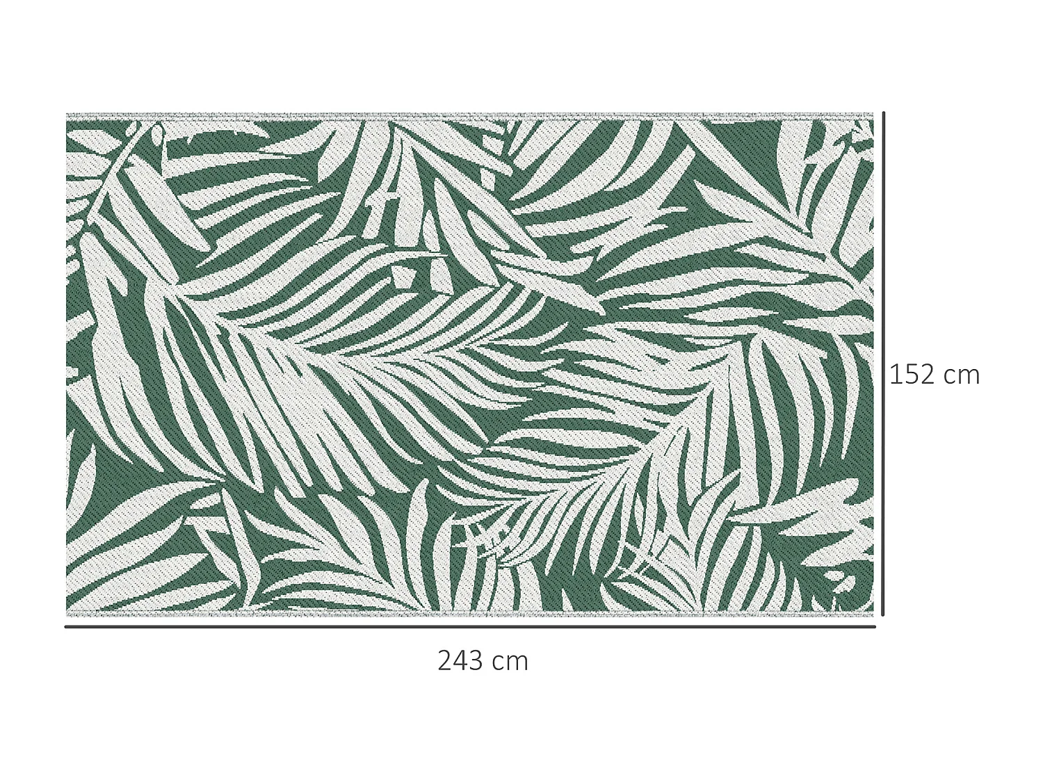 Tappeto esterno reversibile con fantasia a foglie 152x243 cm verde