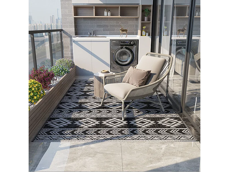 Tappeto per esterni in pp con design reversibile e pieghevole