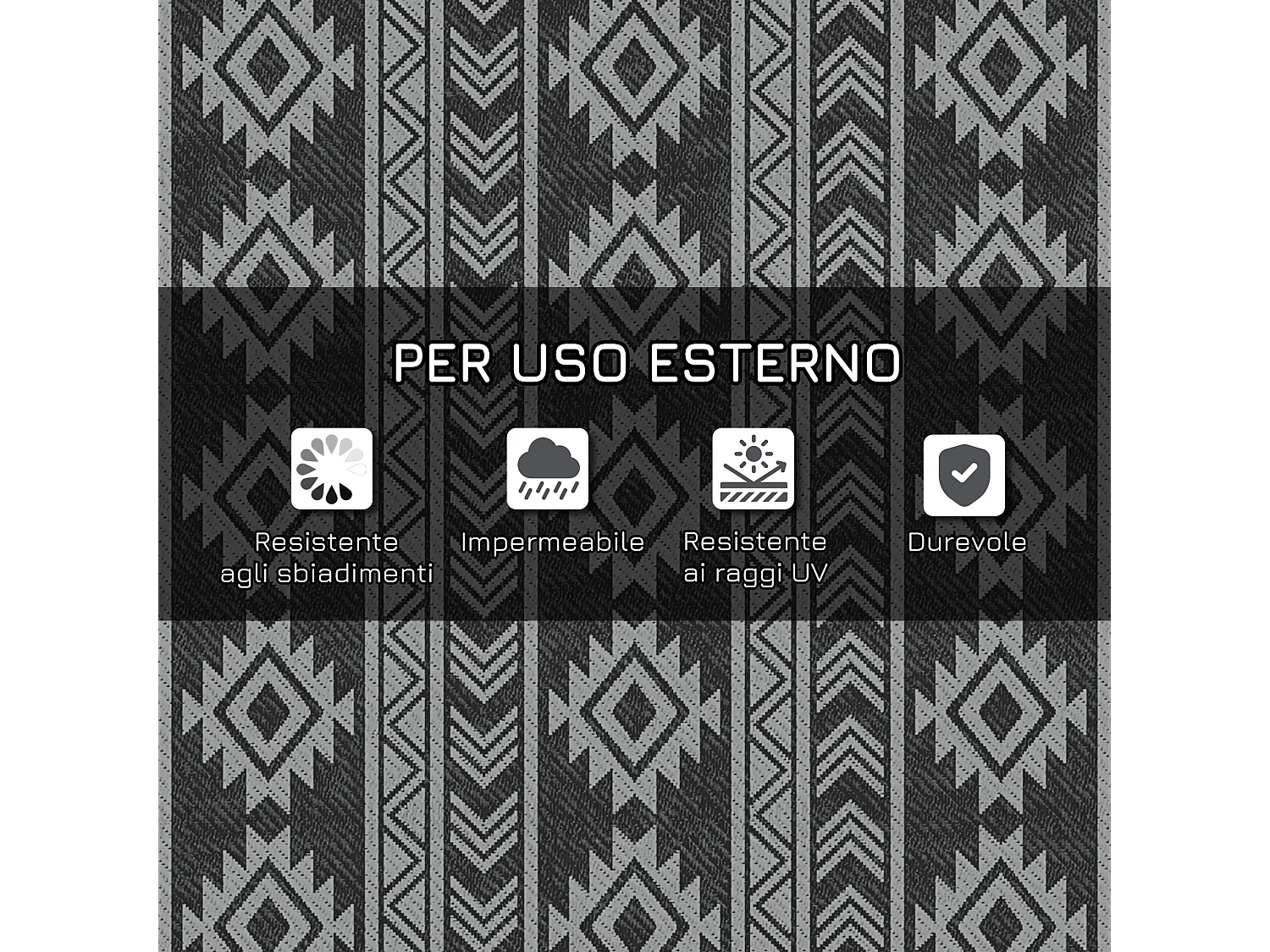 Tappeto per esterni in pp con design reversibile e pieghevole