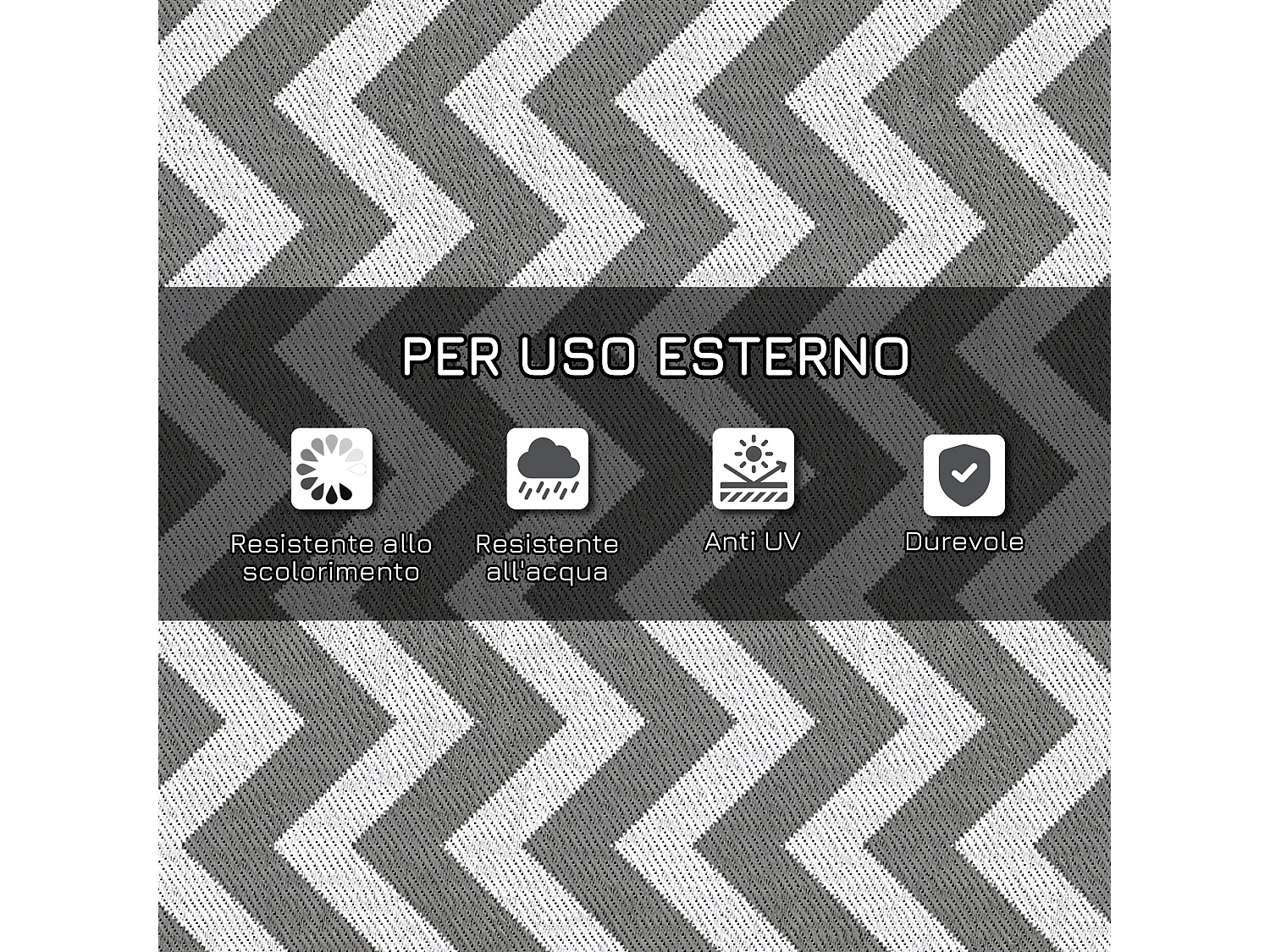 Tappeto esterno reversibile fantasia geometrica 1.8x1.2m grigio