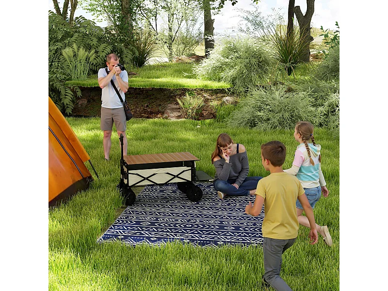 Tappeto da esterno reversibile con borsa 1.8x2.7cm blu e bianco