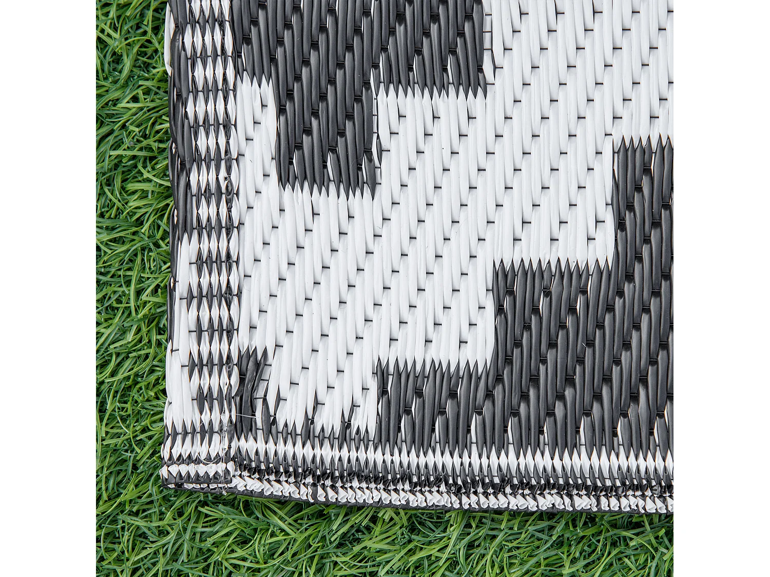 Tappeto esterno reversibile fantasia geometrica 2.74x1.82m nero