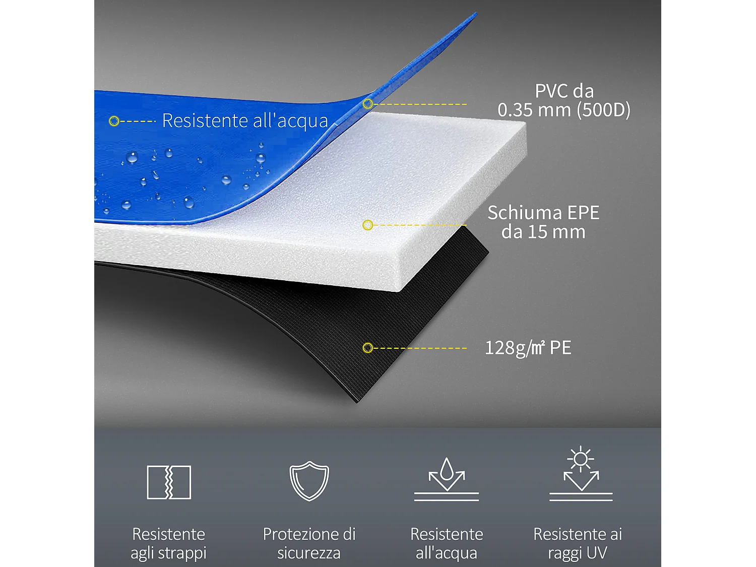 Gazebo da giardino 3x3 m con zanzariera e tetto a 2 livelli color kaki