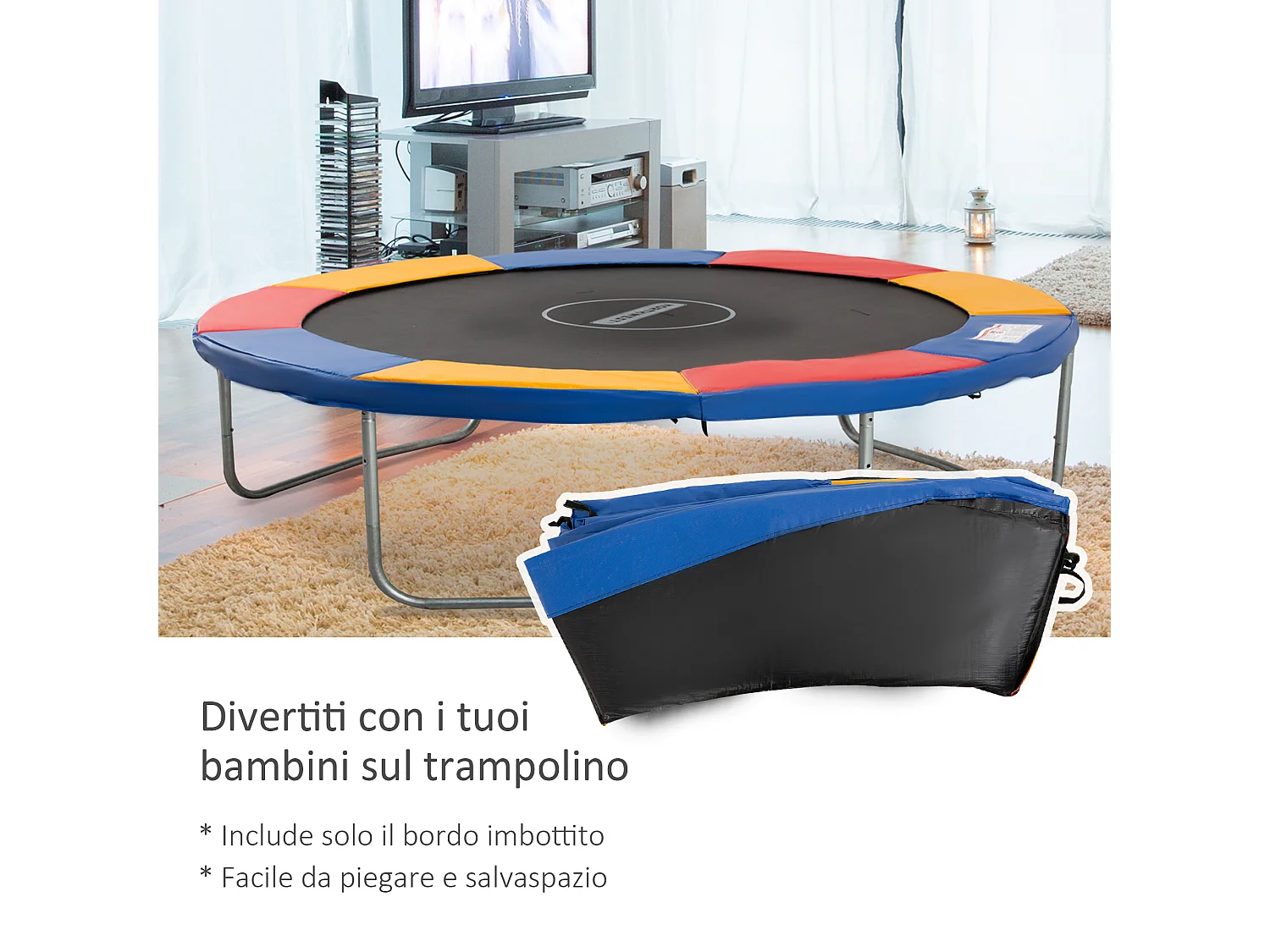 Bordo protettivo per trampolino ø305cm in plastica e pe blu