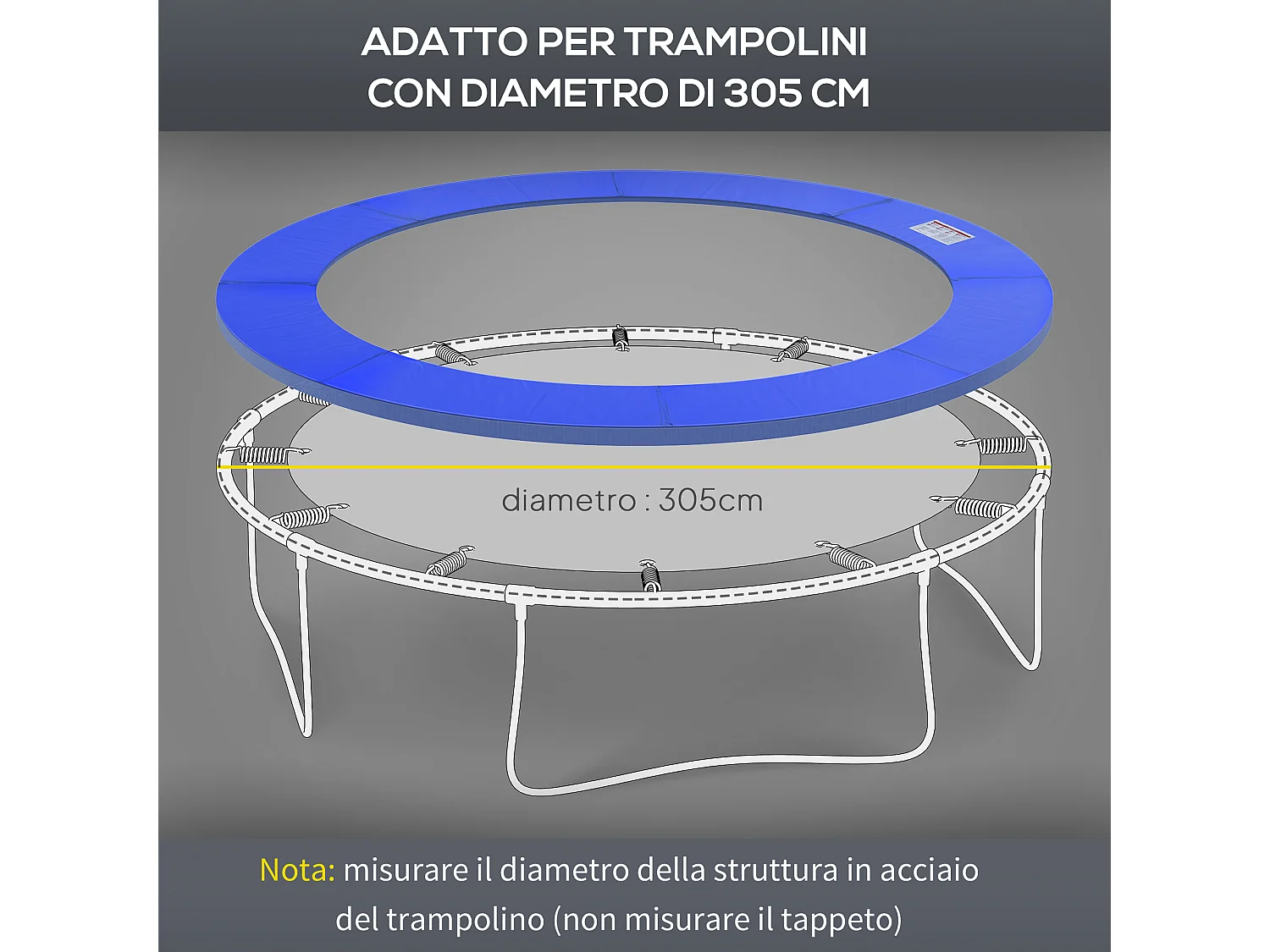 Bordo protettivo per trampolino ø305cm in plastica e pe blu