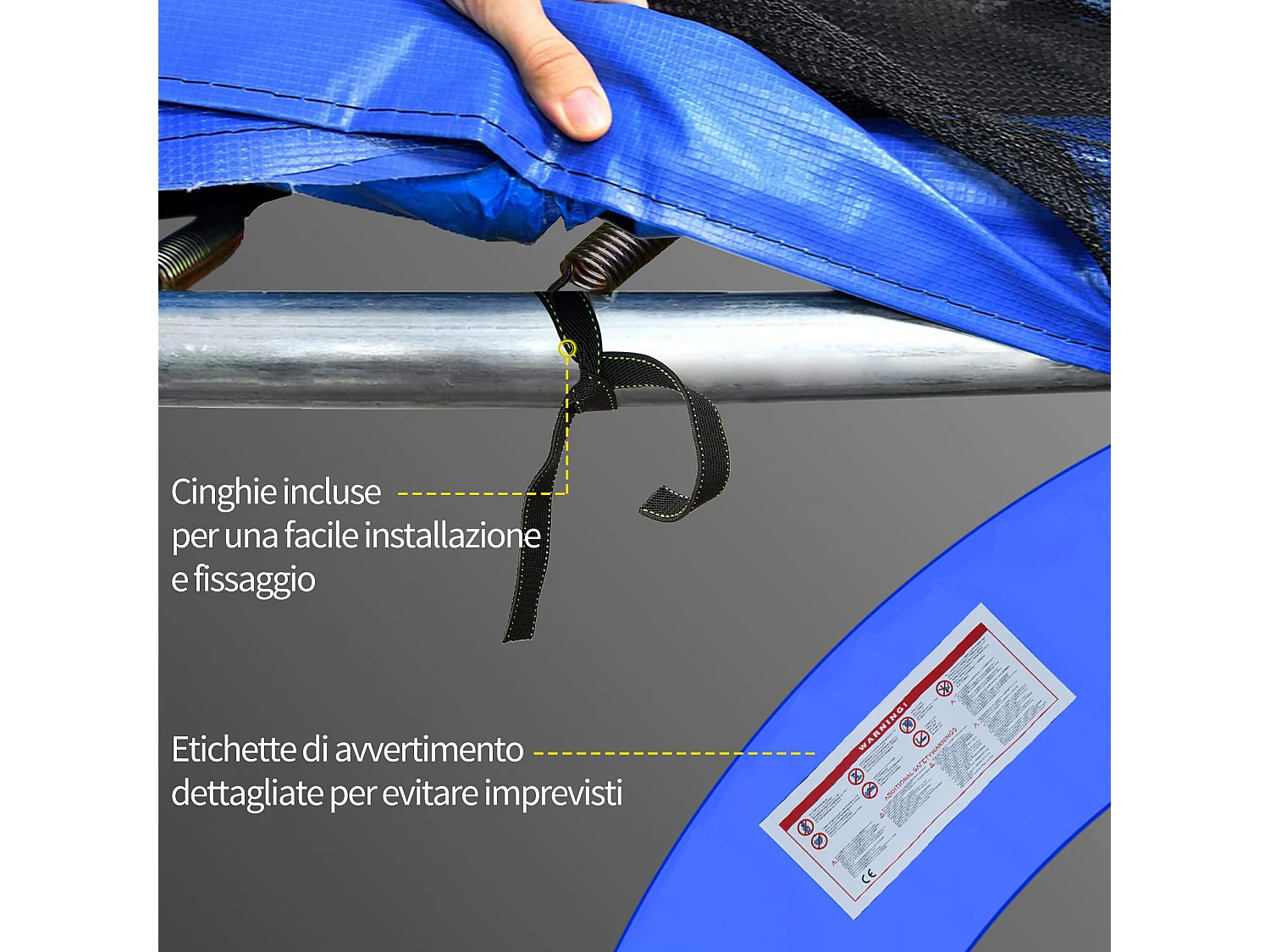 Bordo protettivo per trampolino ø305cm in plastica e pe blu