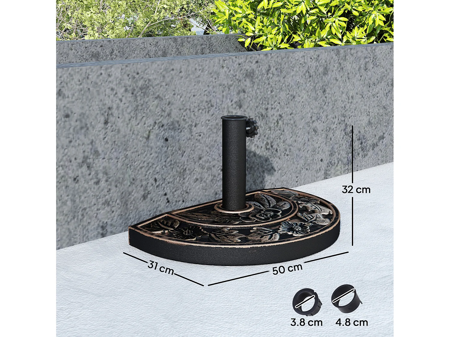 Mezza base per ombrellone da giardino con manopola colore bronzo