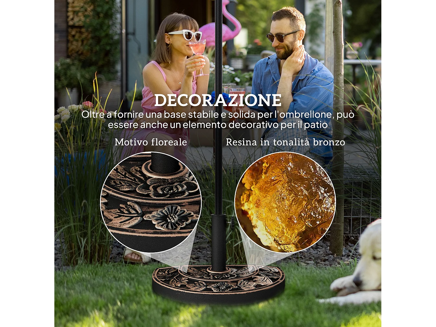 Mezza base per ombrellone da giardino con manopola colore bronzo