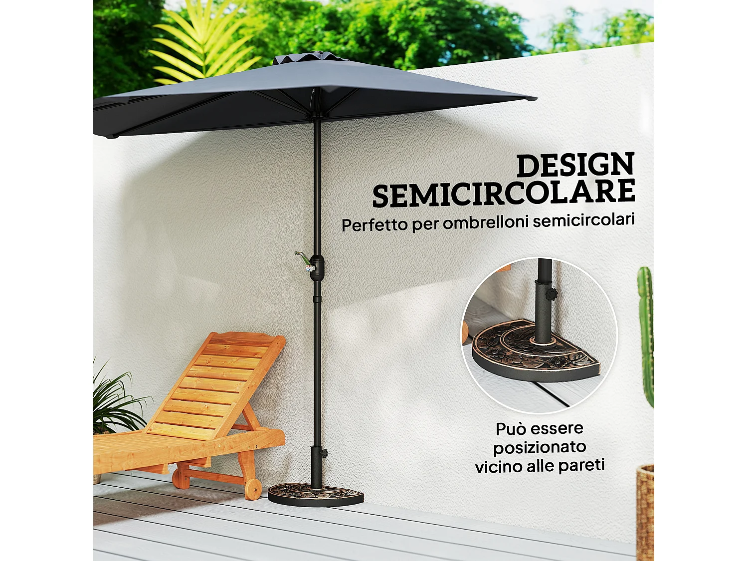 Mezza base per ombrellone da giardino con manopola colore bronzo