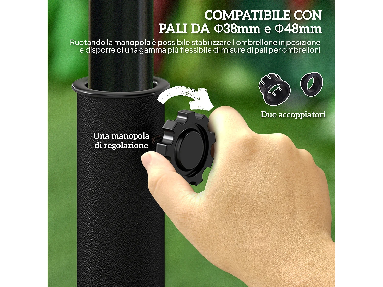 Mezza base per ombrellone da giardino con manopola colore bronzo