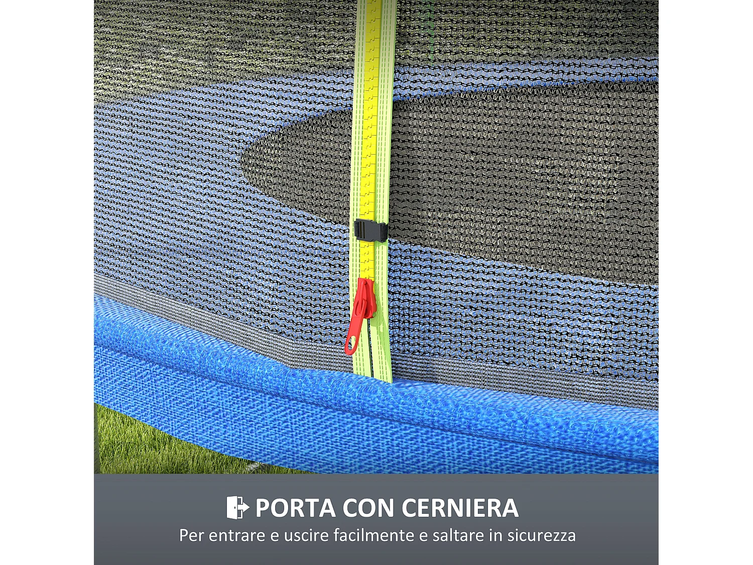 Rete protettiva per trampolini a 8 pali in pe nero e verde