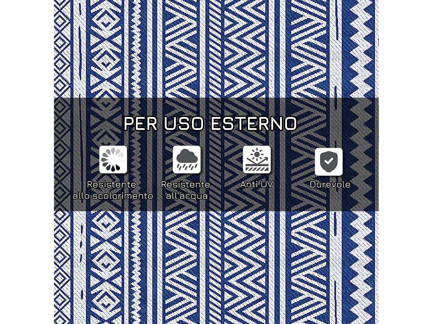 Tappeto per esterno 182x274 cm reversibile blu e bianco