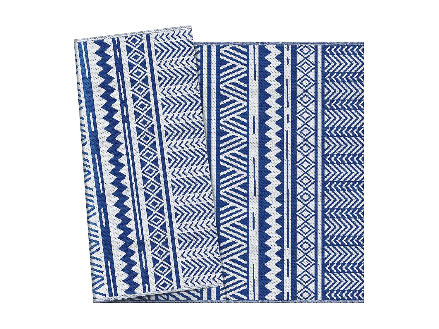 Tappeto per esterno 182x274 cm reversibile blu e bianco