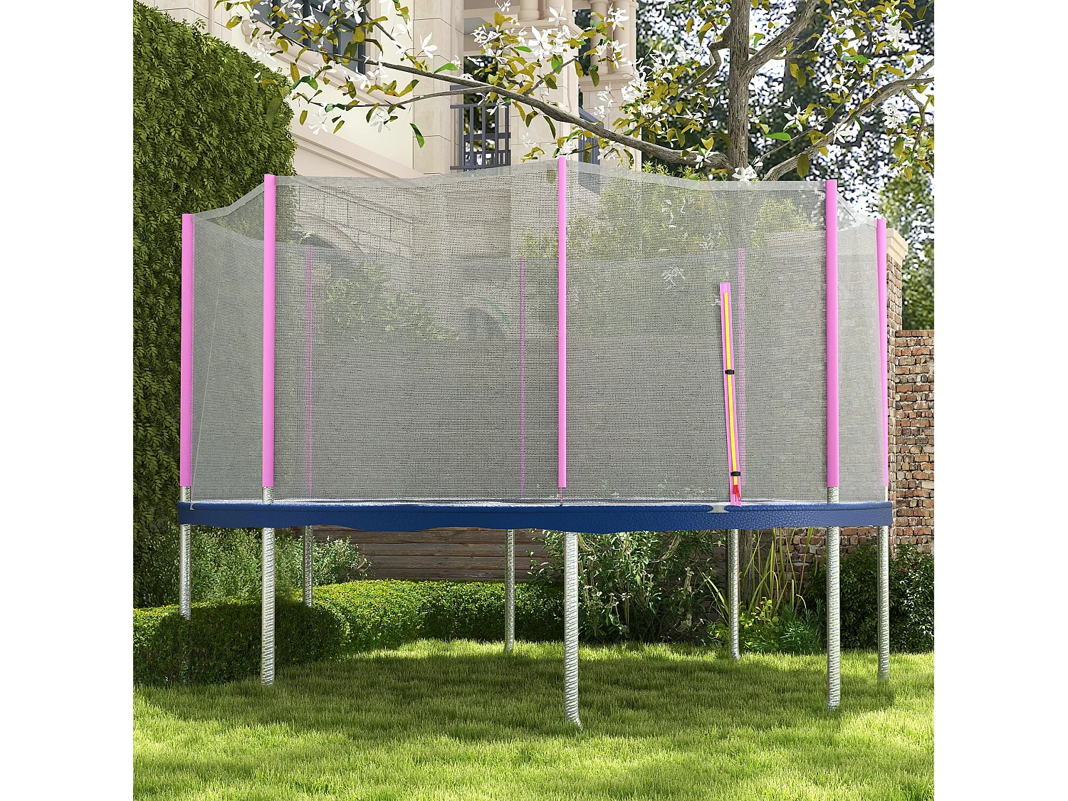 Rete protettiva per trampolini a 8 pali in pe nero e rosa