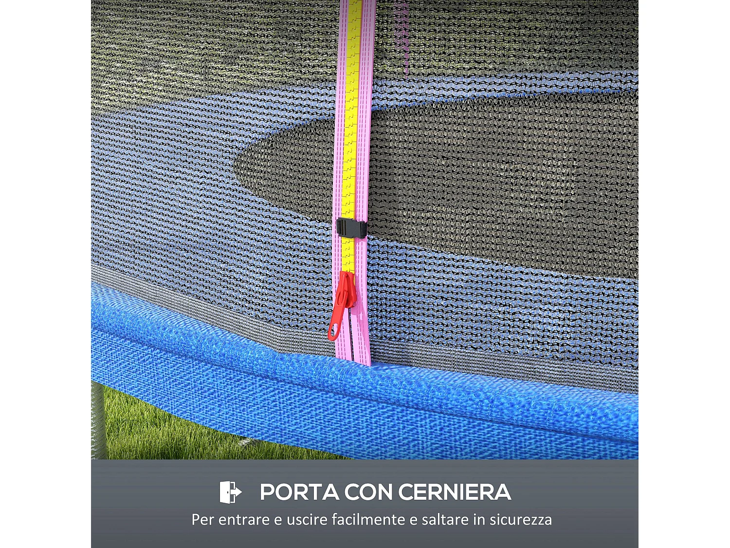 Rete protettiva per trampolini a 8 pali in pe nero e rosa