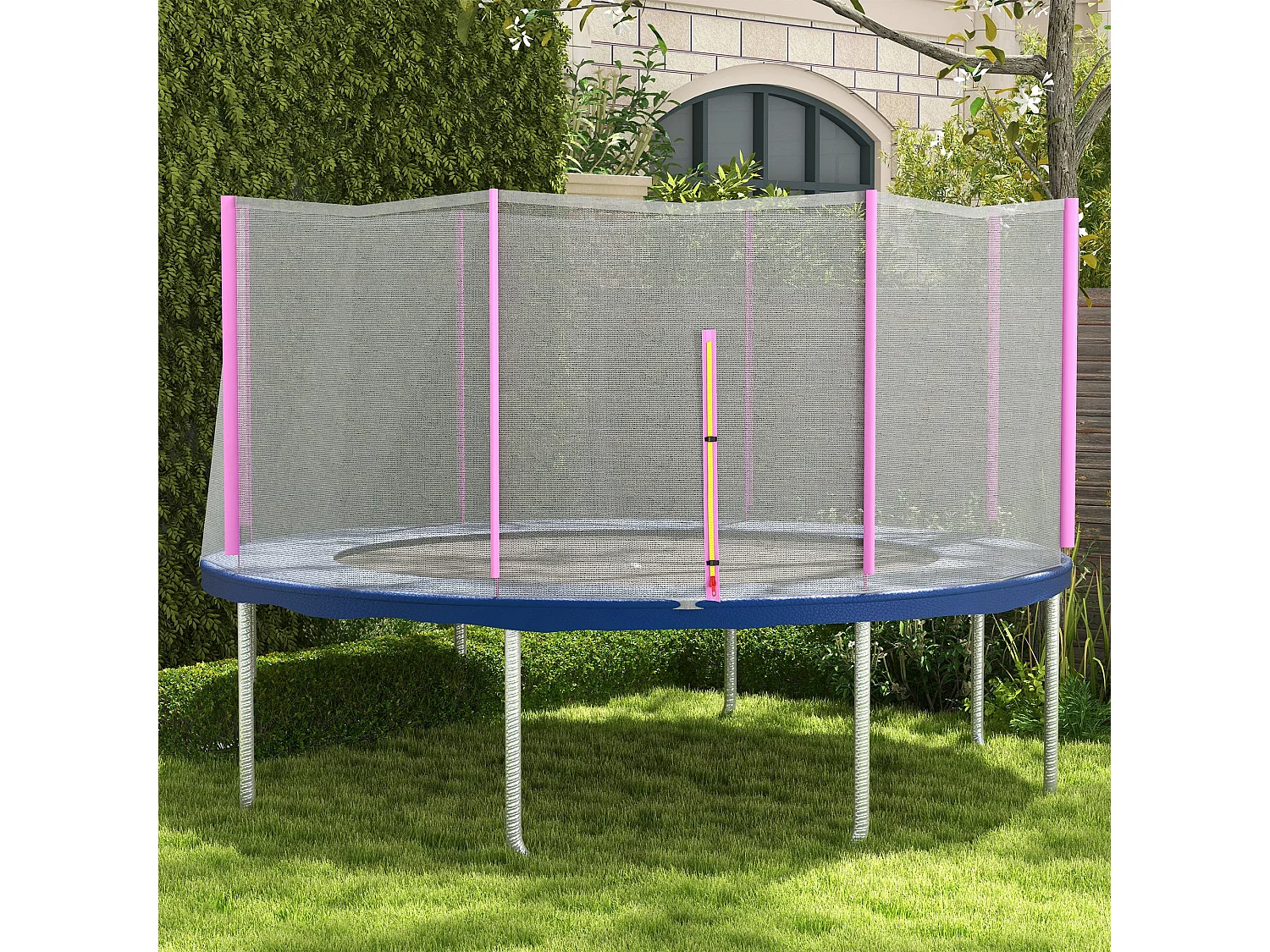 Rete protettiva per trampolini a 8 pali in pe nero e rosa