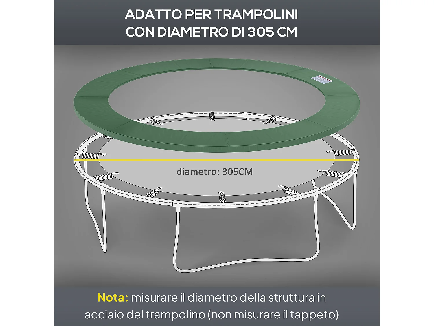 Bordo di protezione imbottito per tappeto elastico in pvc