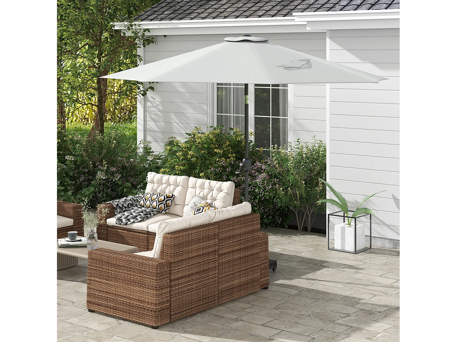 Telo ricambio ombrellone resistente all'acqua con presa d'aria bianco