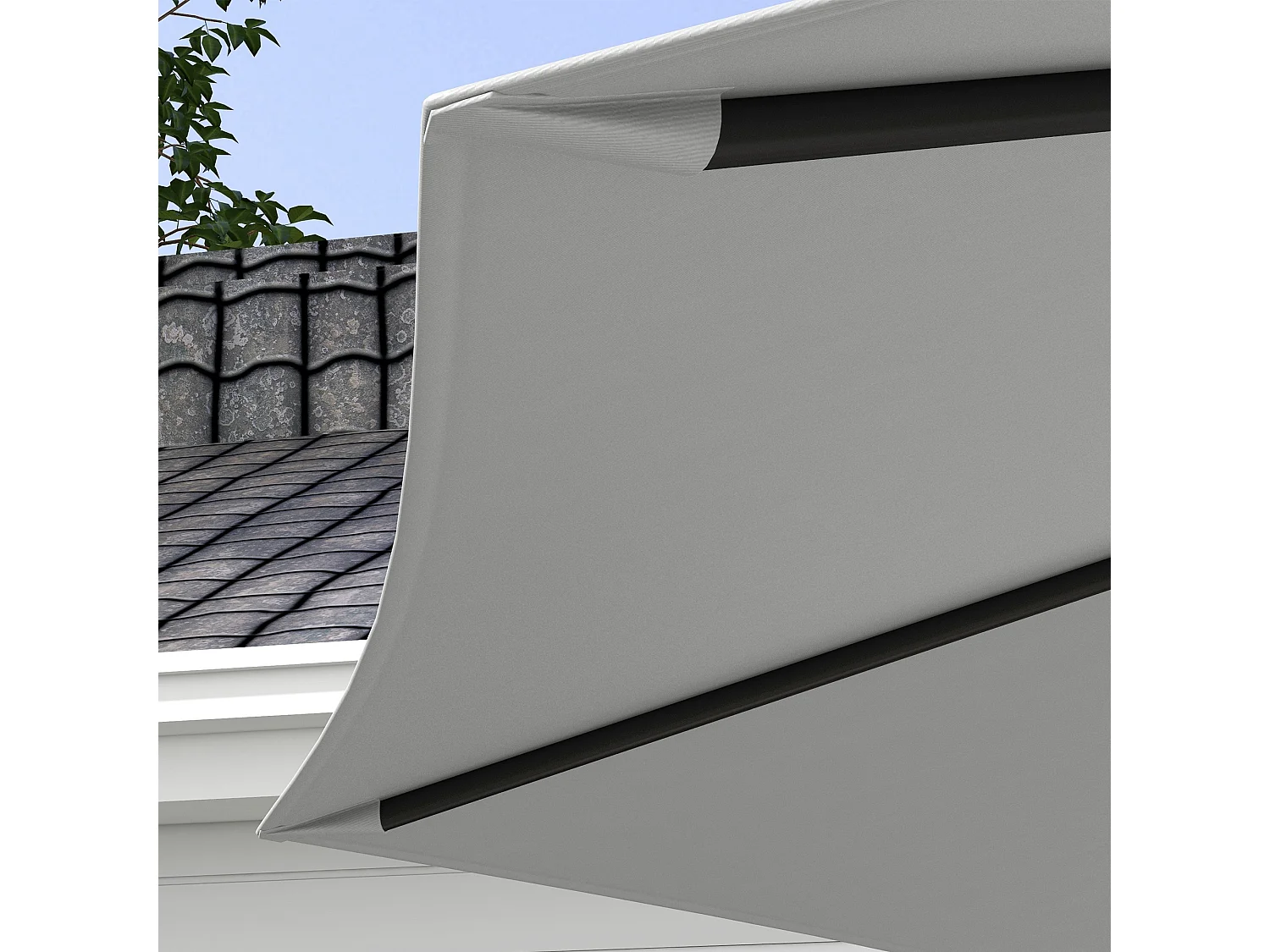 Telo ricambio ombrellone resistente all'acqua con presa d'aria bianco