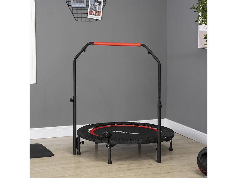 Mini trampolino fitness ø102 cm pieghevole con manubrio regolabile nero