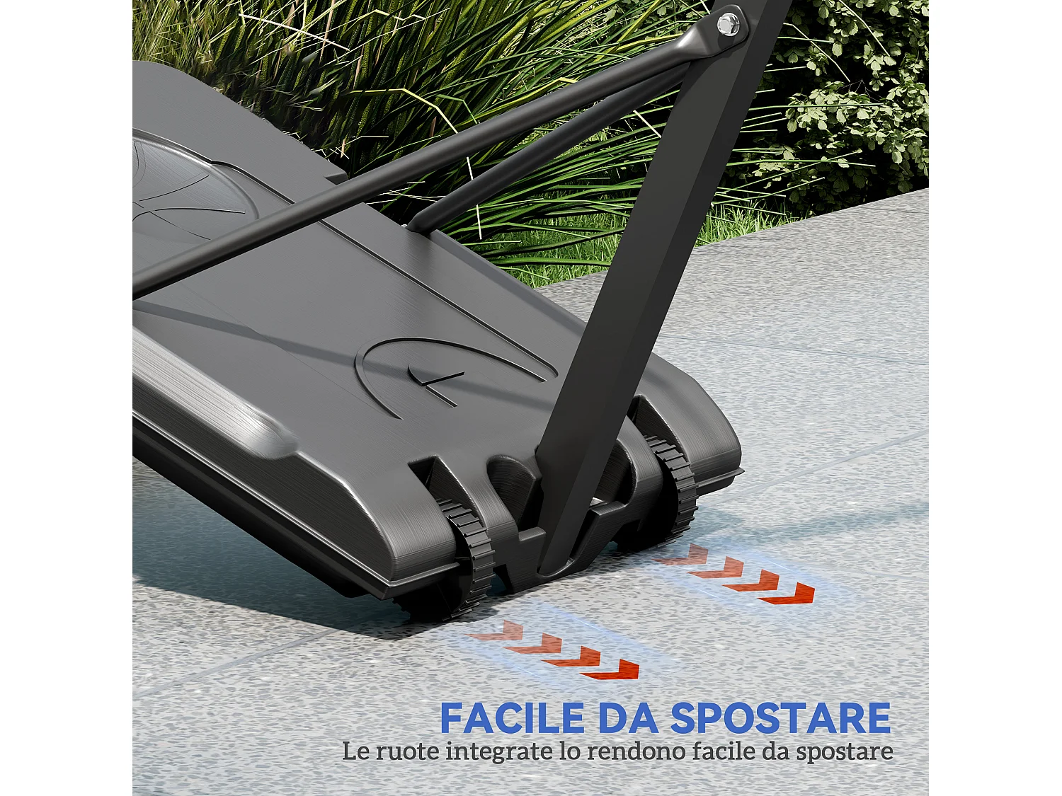 Canestro basket esterno regolabile 146-236cm ruote e base riempibile