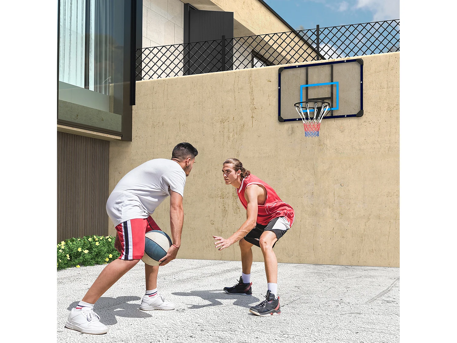 Canestro basket da muro con tabellone infrangibile e cerchio in acciaio