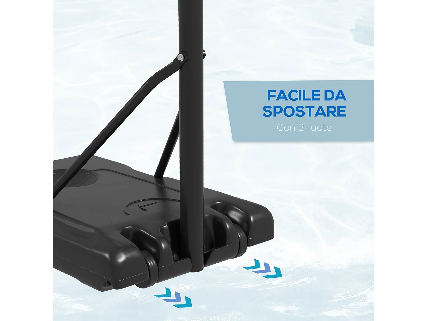 Canestro basket a 6 altezze regolabili con base e rotelle nero