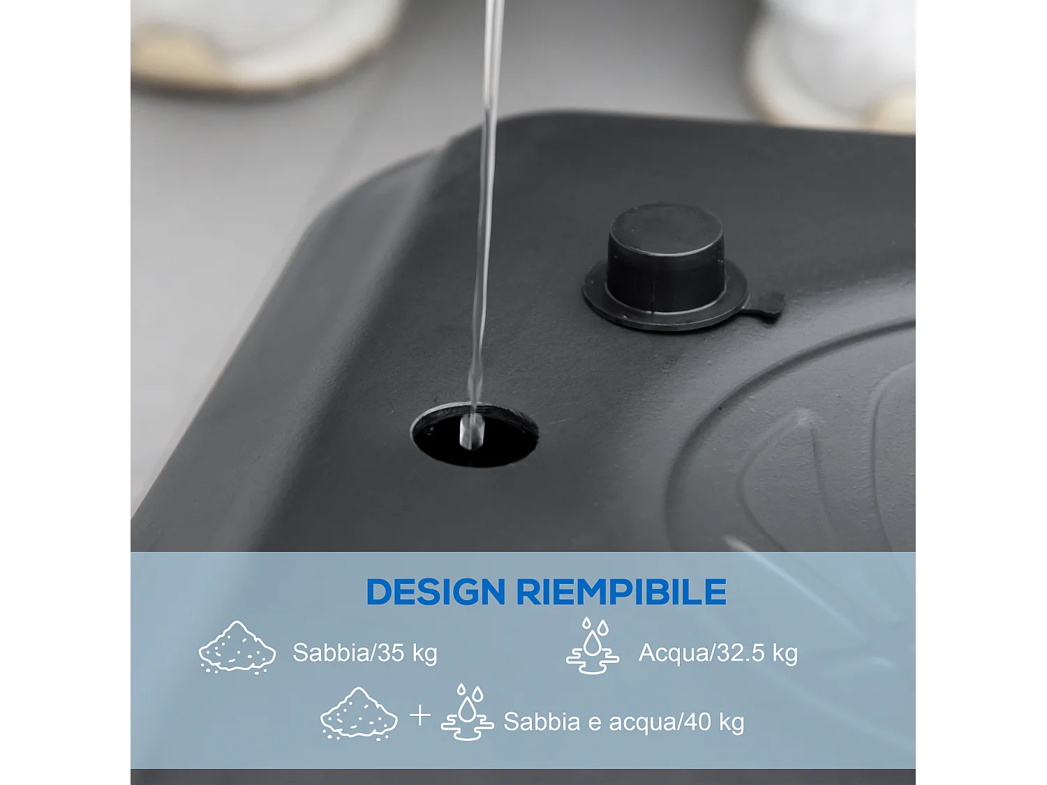 Canestro basket a 6 altezze regolabili con base e rotelle nero