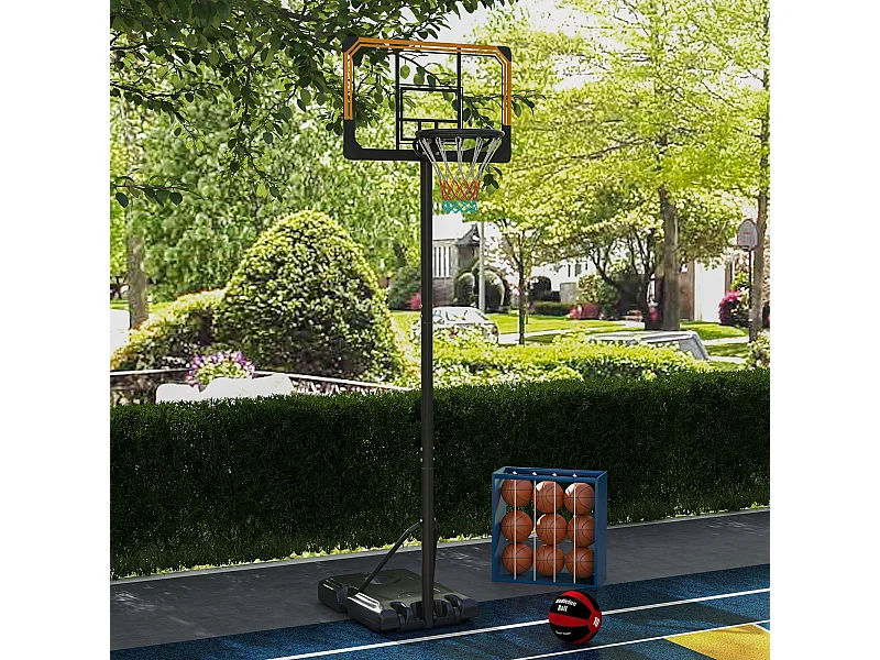 Canestro basket a 6 altezze regolabili con base e rotelle nero