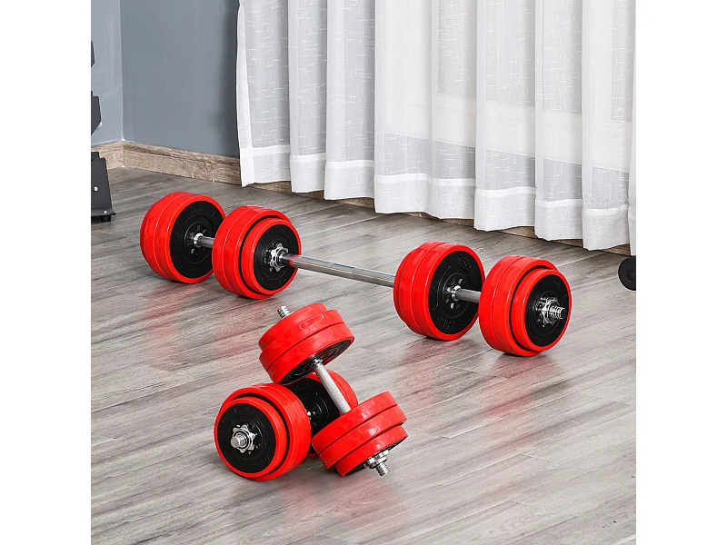 Set bilanciere e manubri pesi da 30kg dischi rivestiti in pp antigraffio