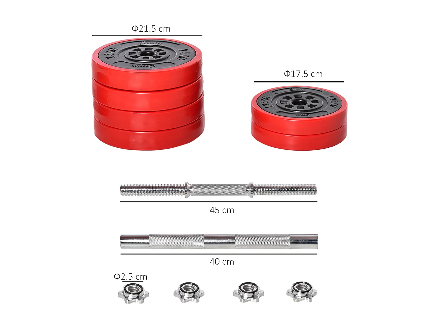 Set bilanciere e manubri pesi da 30kg dischi rivestiti in pp antigraffio