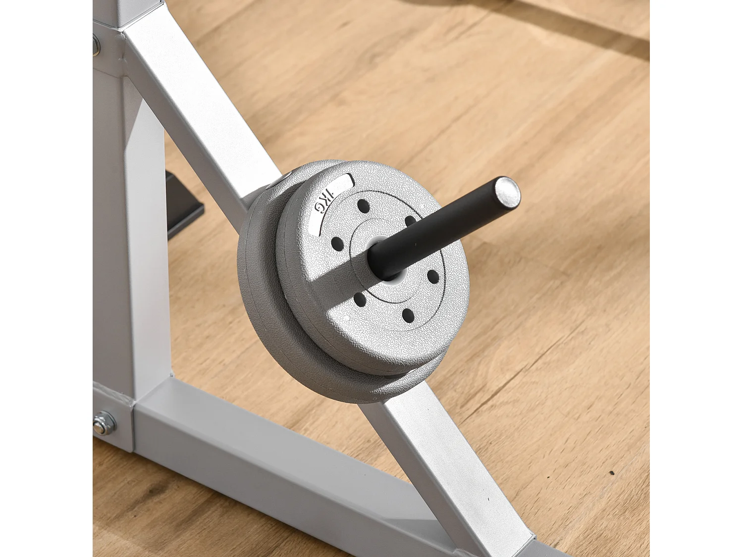 Set 2 supporti bilanciere in acciaio con 3 ganci e altezza regolabile