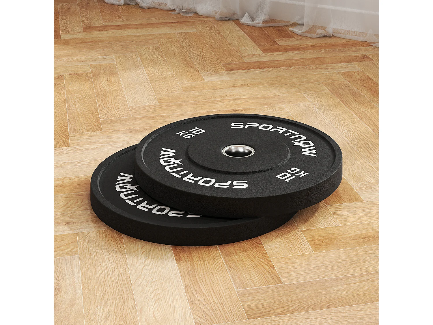 Set 2 dischi pesi 10kg in gomma con foro 5 cm per manubri e bilancieri