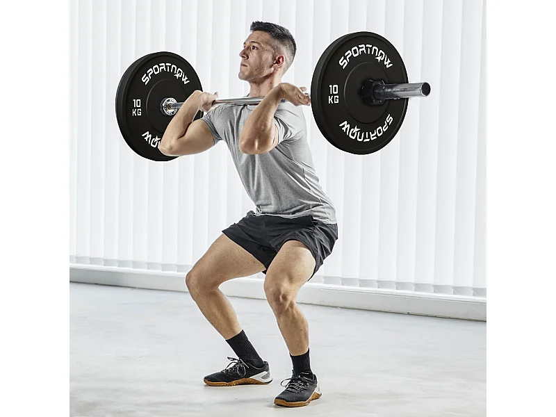 Set 2 dischi pesi 10kg in gomma con foro 5 cm per manubri e bilancieri