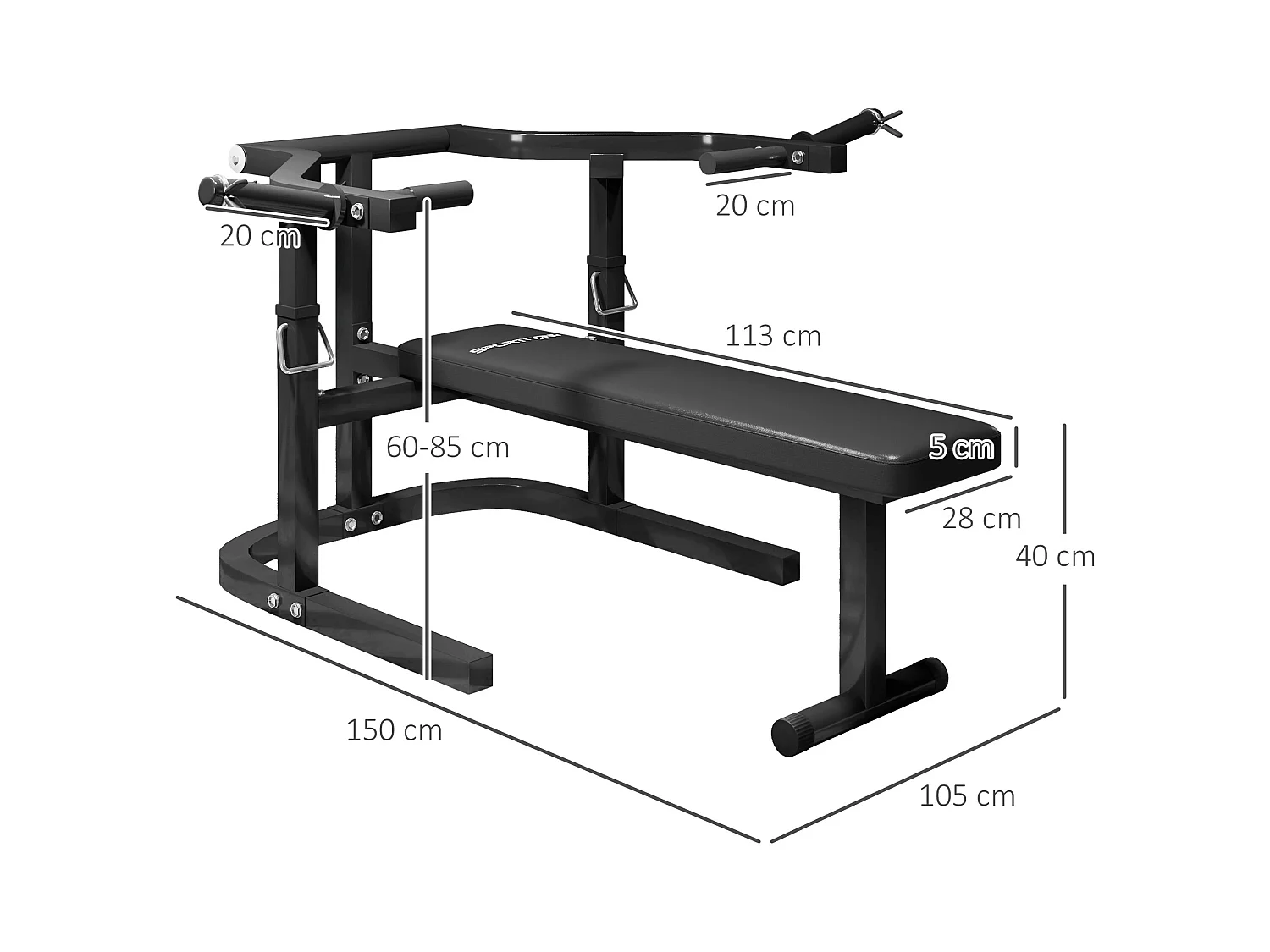 Macchina pettorali ad altezza regolabile in acciaio nero