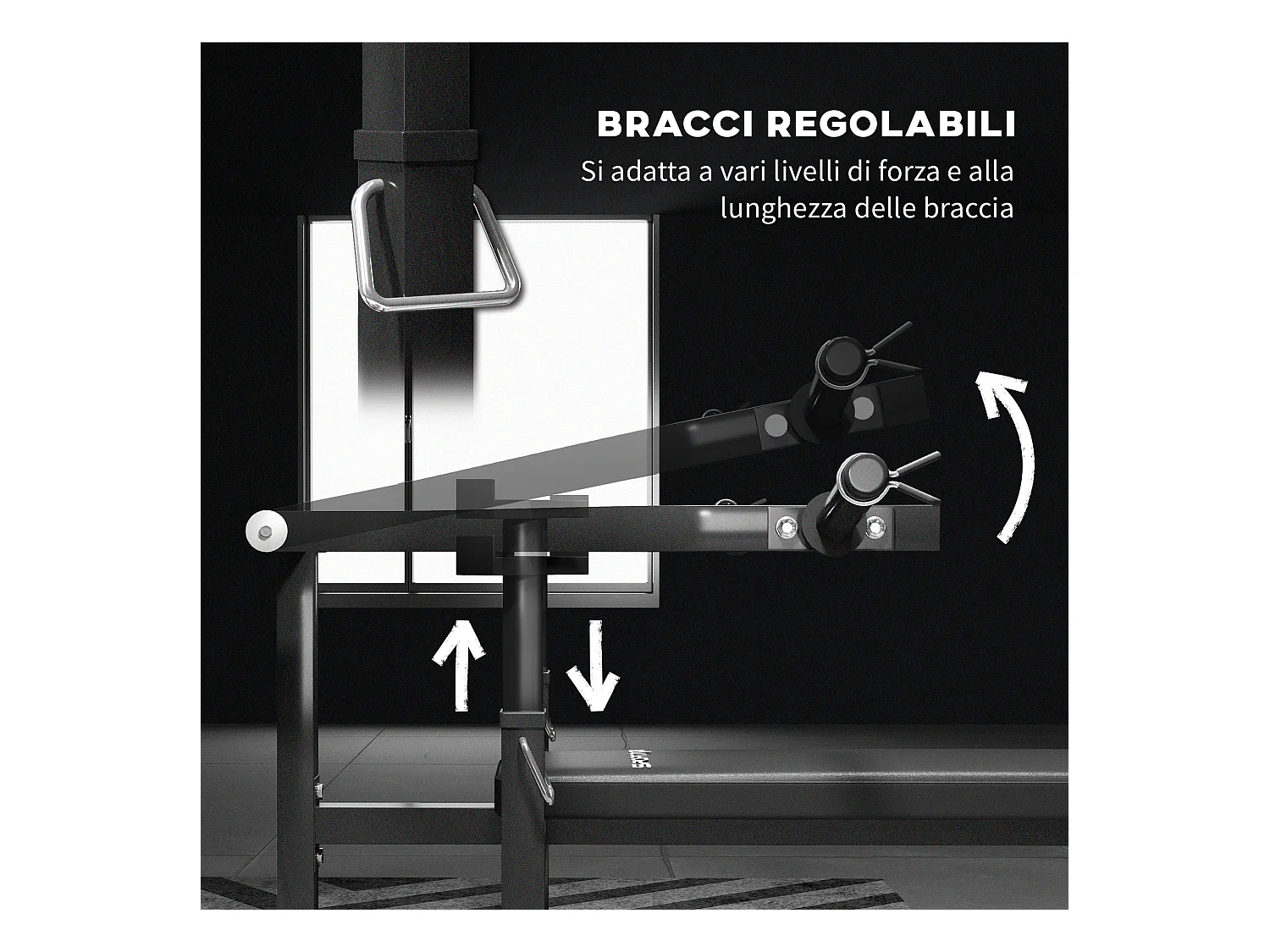 Macchina pettorali ad altezza regolabile in acciaio nero