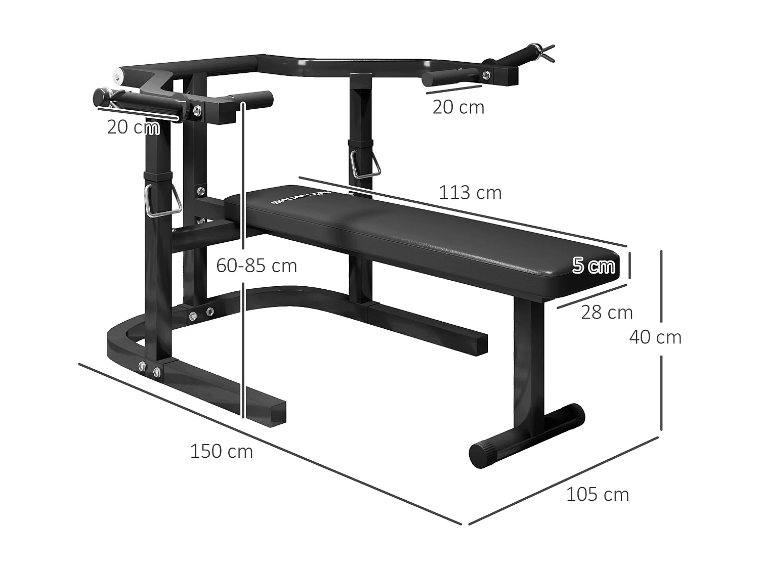 Macchina pettorali ad altezza regolabile in acciaio nero