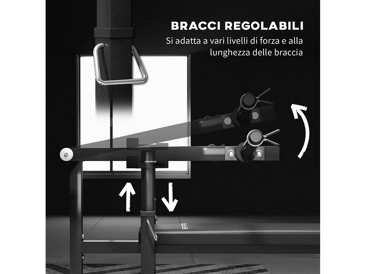 Macchina pettorali ad altezza regolabile in acciaio nero