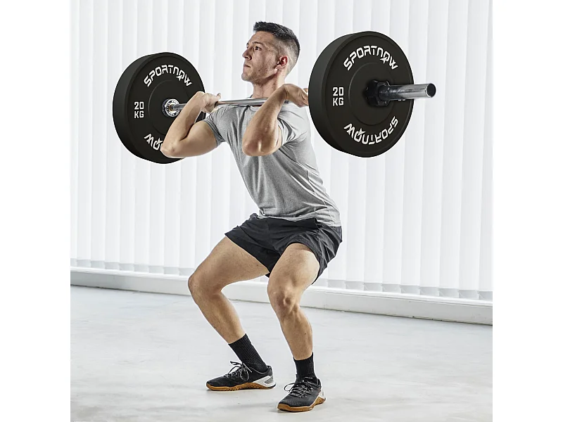 Set 2 dischi pesi 20kg in gomma con foro 5 cm per manubri e bilancieri