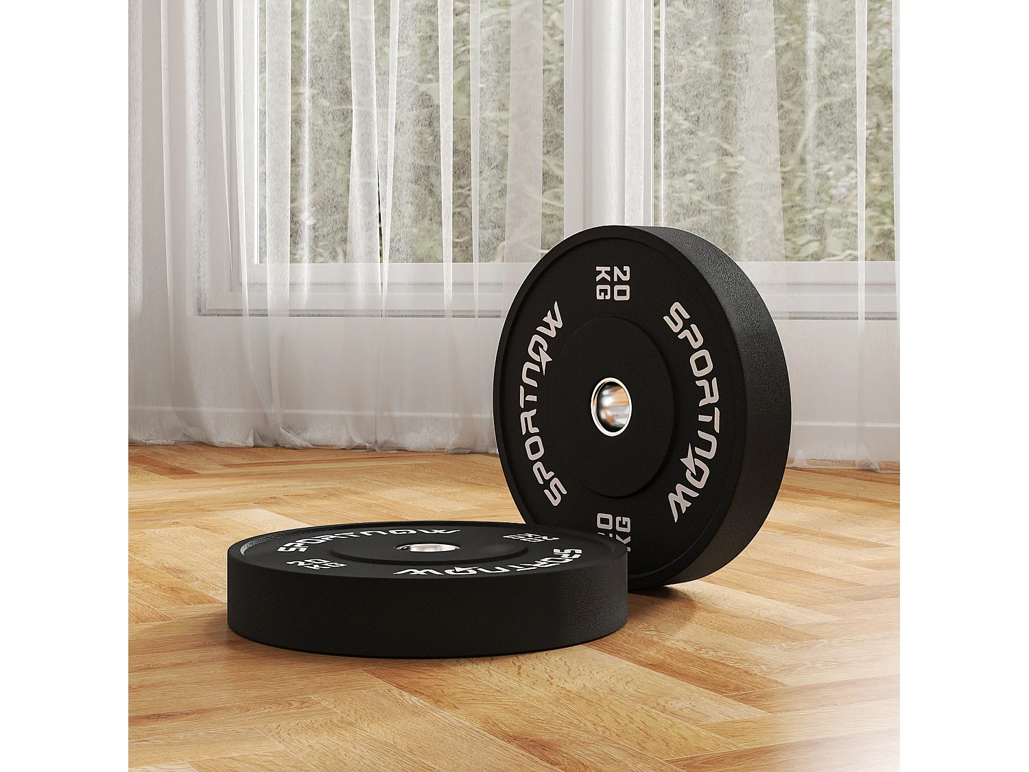 Set 2 dischi pesi 20kg in gomma con foro 5 cm per manubri e bilancieri