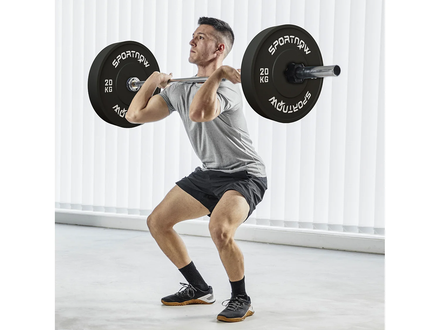 Set 2 dischi pesi 20kg in gomma con foro 5 cm per manubri e bilancieri