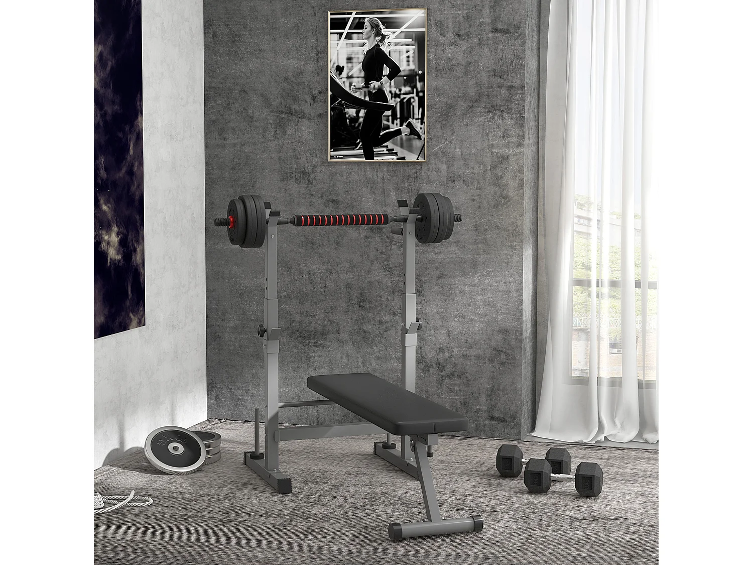 Set 2 manubri convertibili in bilanciere, 25kg totali con 12 dischi pesi