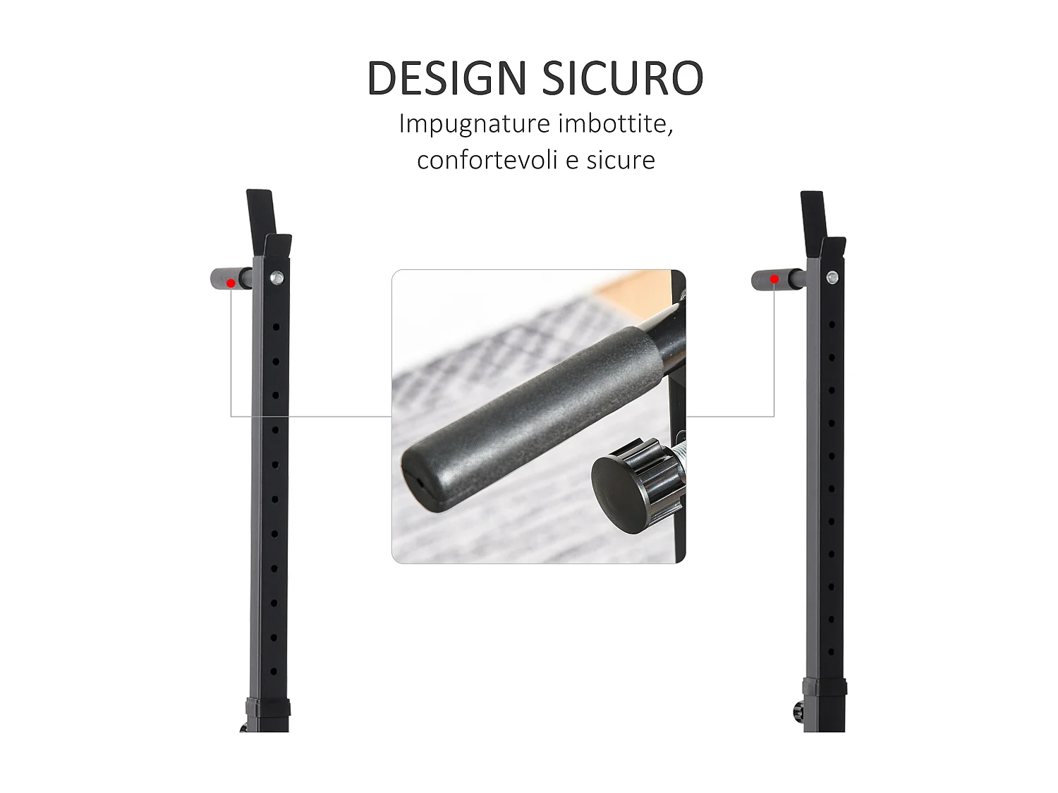 Supporto per bilanciere in acciaio altezza regolabile 121-171cm nero