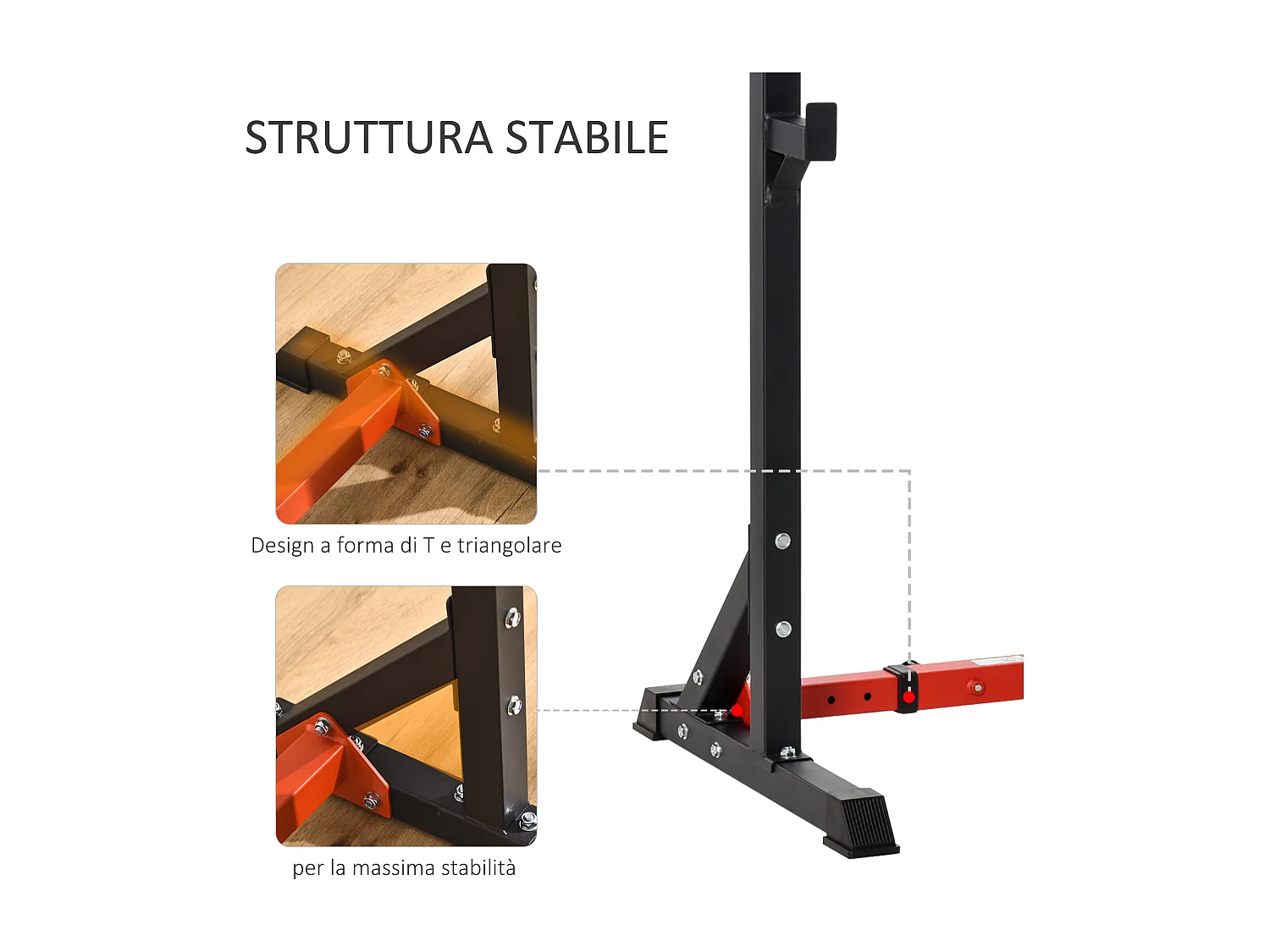 Supporto per bilanciere in acciaio altezza regolabile 121-171cm nero