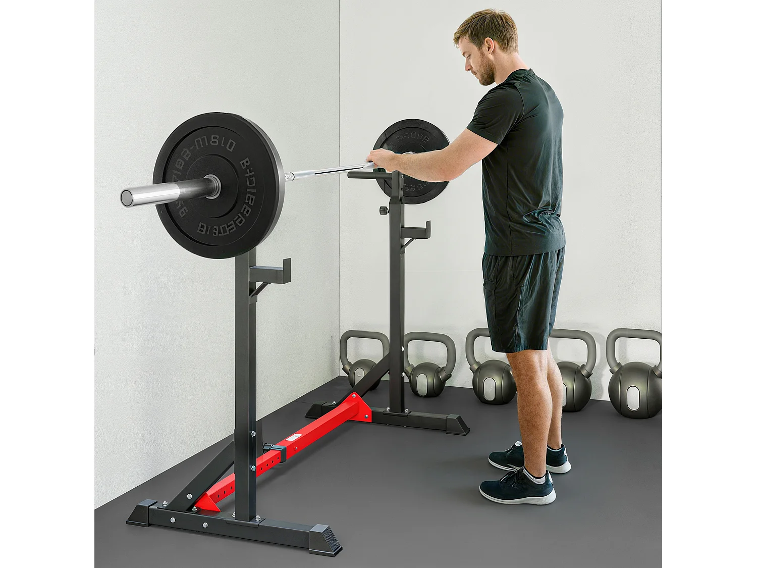 Supporto per bilanciere in acciaio altezza regolabile 121-171cm nero