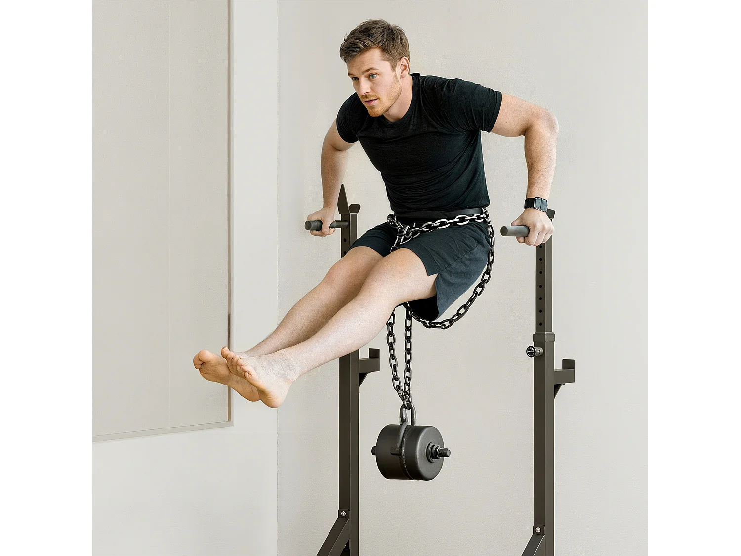 Supporto per bilanciere in acciaio altezza regolabile 121-171cm nero