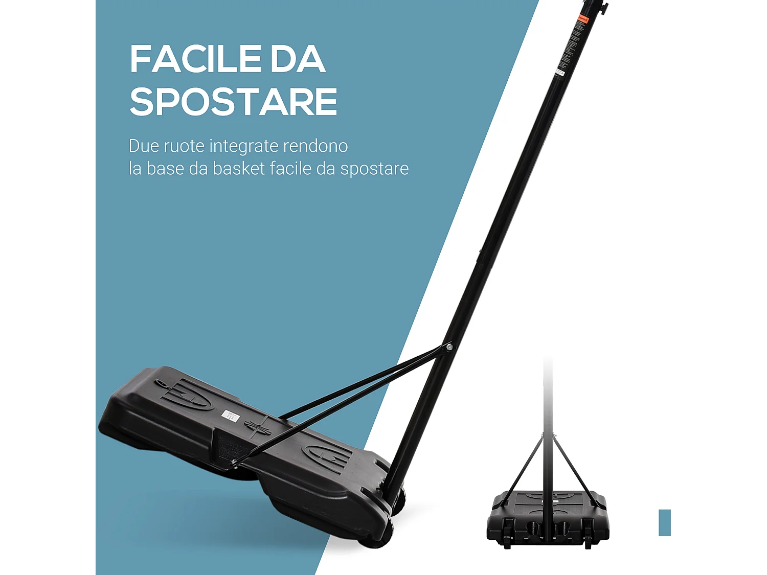 Canestro altezza regolabile 175-215cm struttura metallo e base riempibile